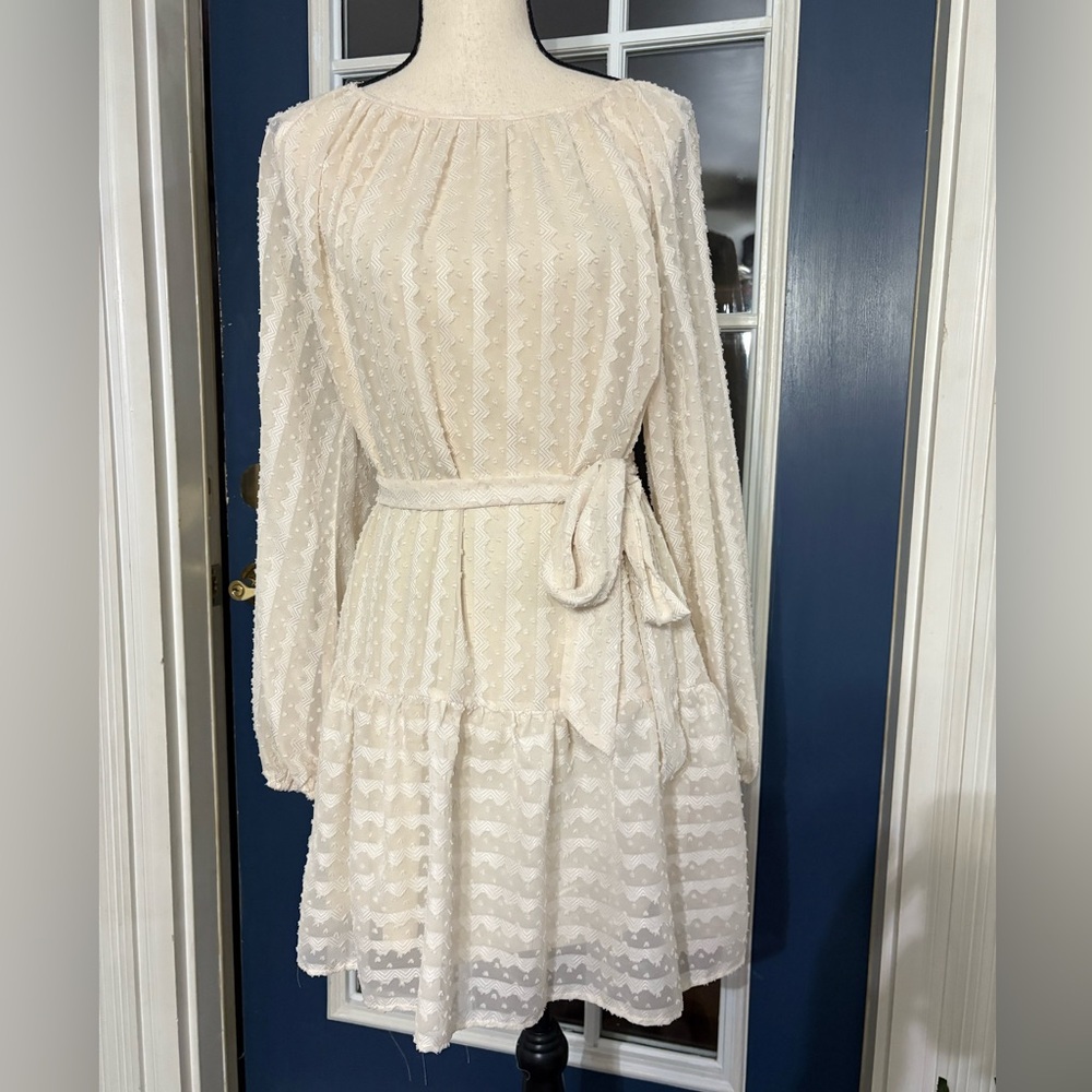 Lovecolette Ivory  Textured Mini Dress Size Medium